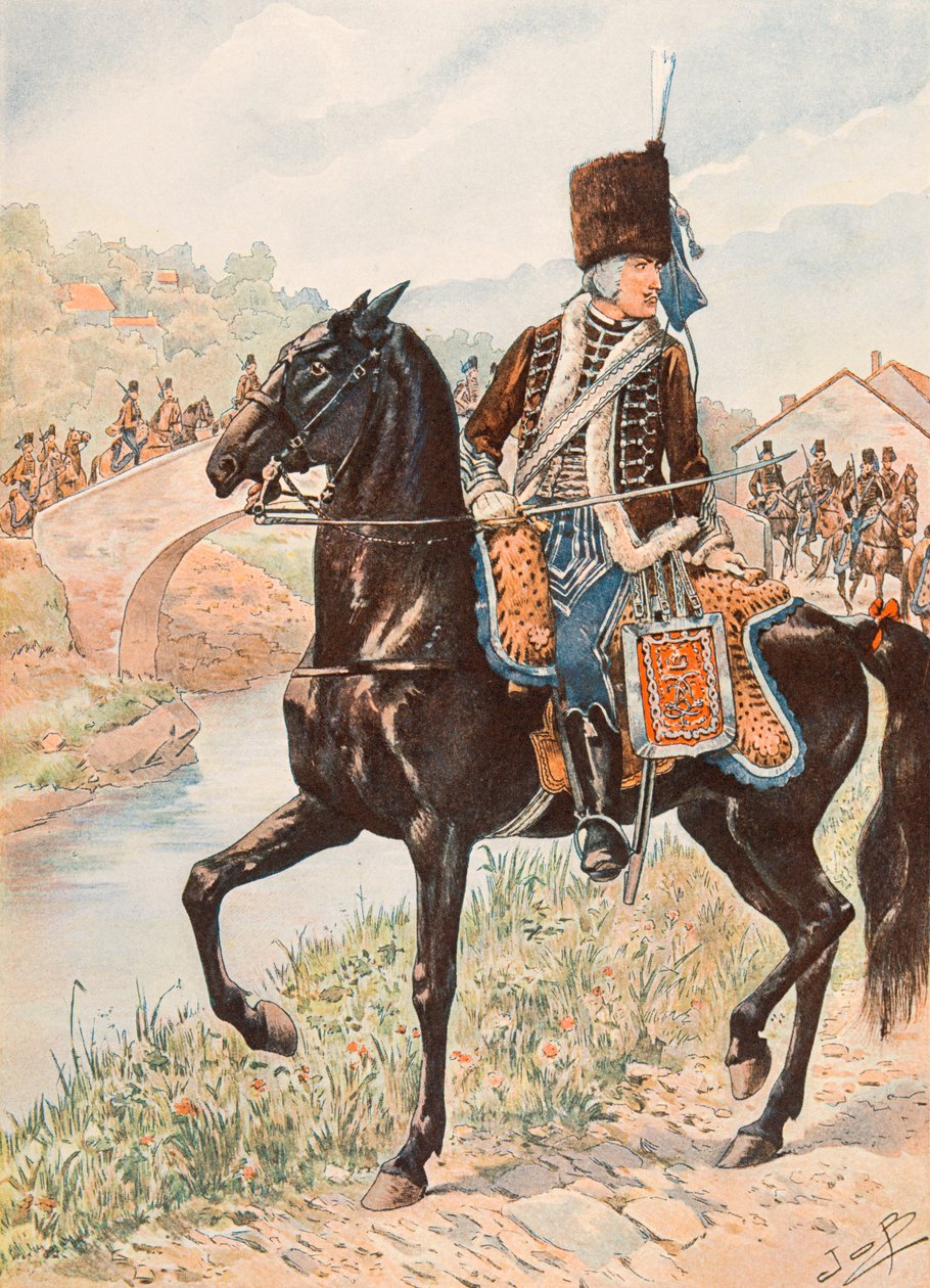 Jacques Marie Gaston Onfroy de Bréville dit JOB (1858-1931) - Tenue des troupes françaises à toutes les époques : Colonel des Hussards de Chamborant (1784), Collection privée - pseudonym for Onfray de Breville Jacques Job