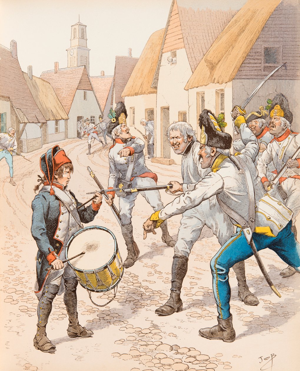 Le petit tambour de Wattignies en 1793 (Le tambour Stroh (Strauh) est tombé sous les coups des Autrichiens pendant la bataille), Collection privée - pseudonym for Onfray de Breville Jacques Job