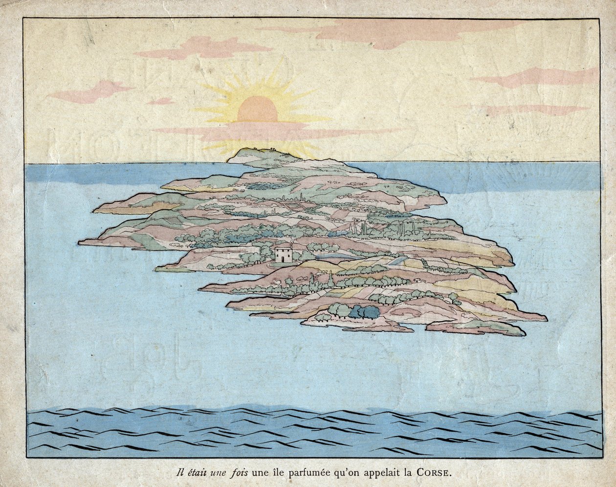 Il était une fois une île parfumée appelée Corse - lithographie de Job (Jacques Onfroy de Bréville) dans « Le Grand Napoléon des Petites Enfants » 1893 - pseudonym for Onfray de Breville Jacques Job