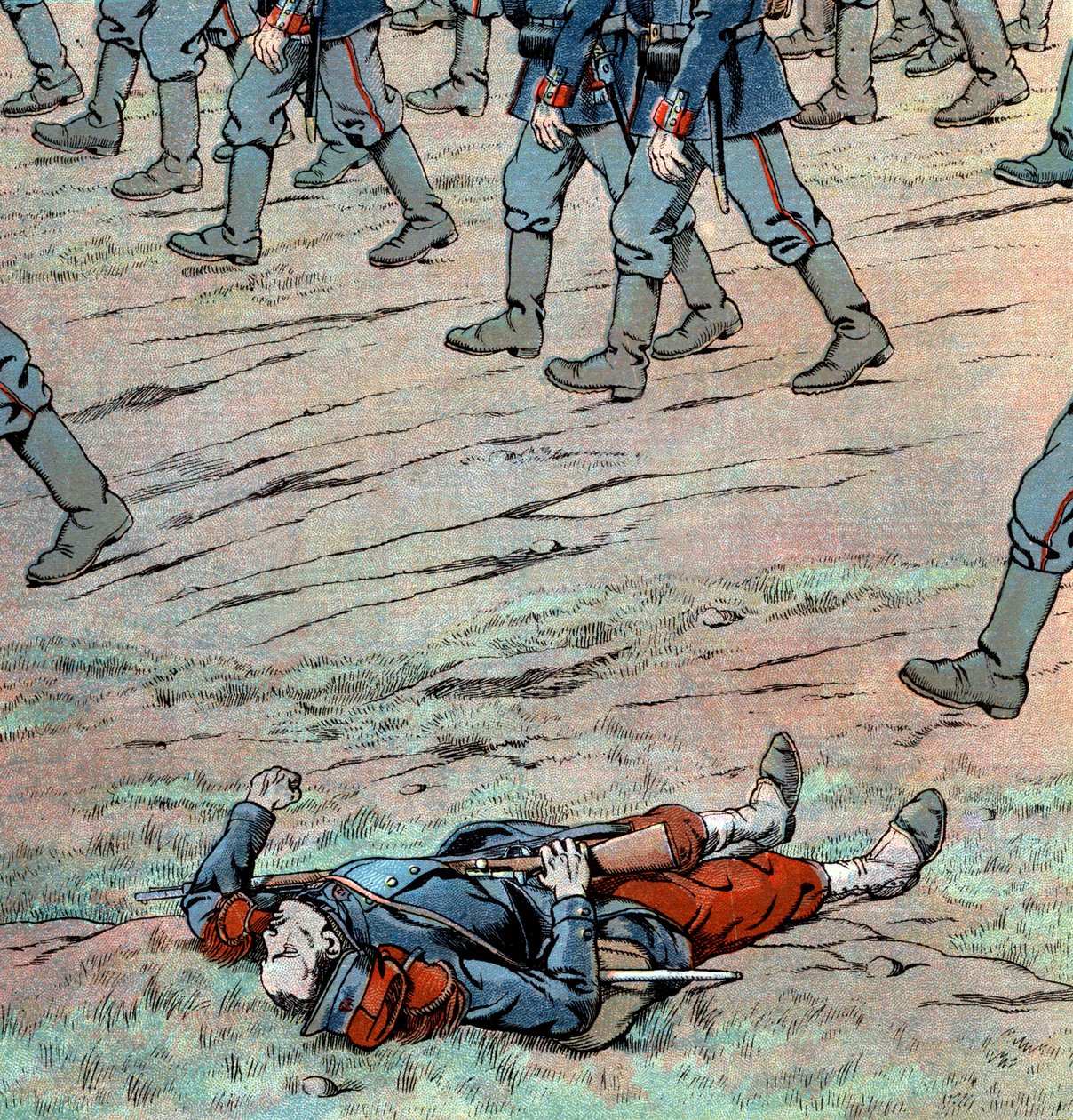 Les Prussiens envahissant la France : soldat français mort - pseudonym for Onfray de Breville Jacques Job