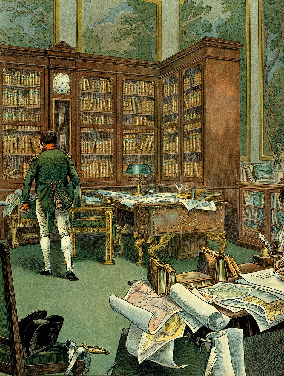 Cabinet de travail de Napoléon Ier Bonaparte (1769-1821) au premier étage du Palais des Tuileries alors qu