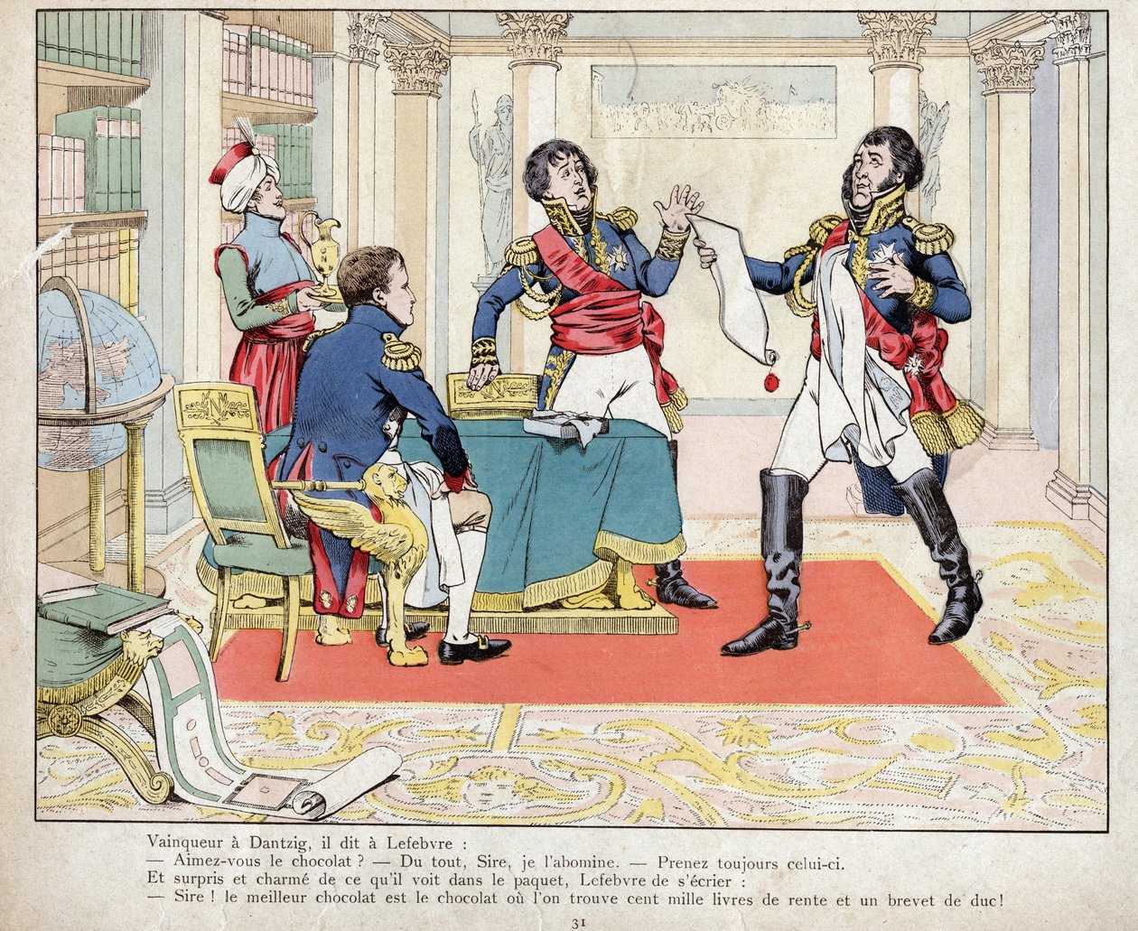 Vainqueur à Dantzig, il dit à Lefebvre: " Napoléon et Lefebvre au siège de Danzig, 24 mai 1807 " lithographie par Job - pseudonym for Onfray de Breville Job