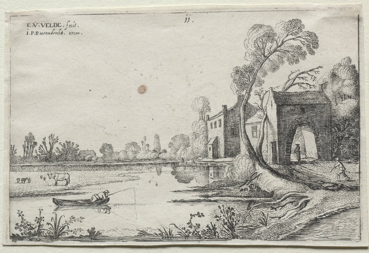 Paysage avec une rivière et une maison de garde, 1614 - van de Velde Esaias