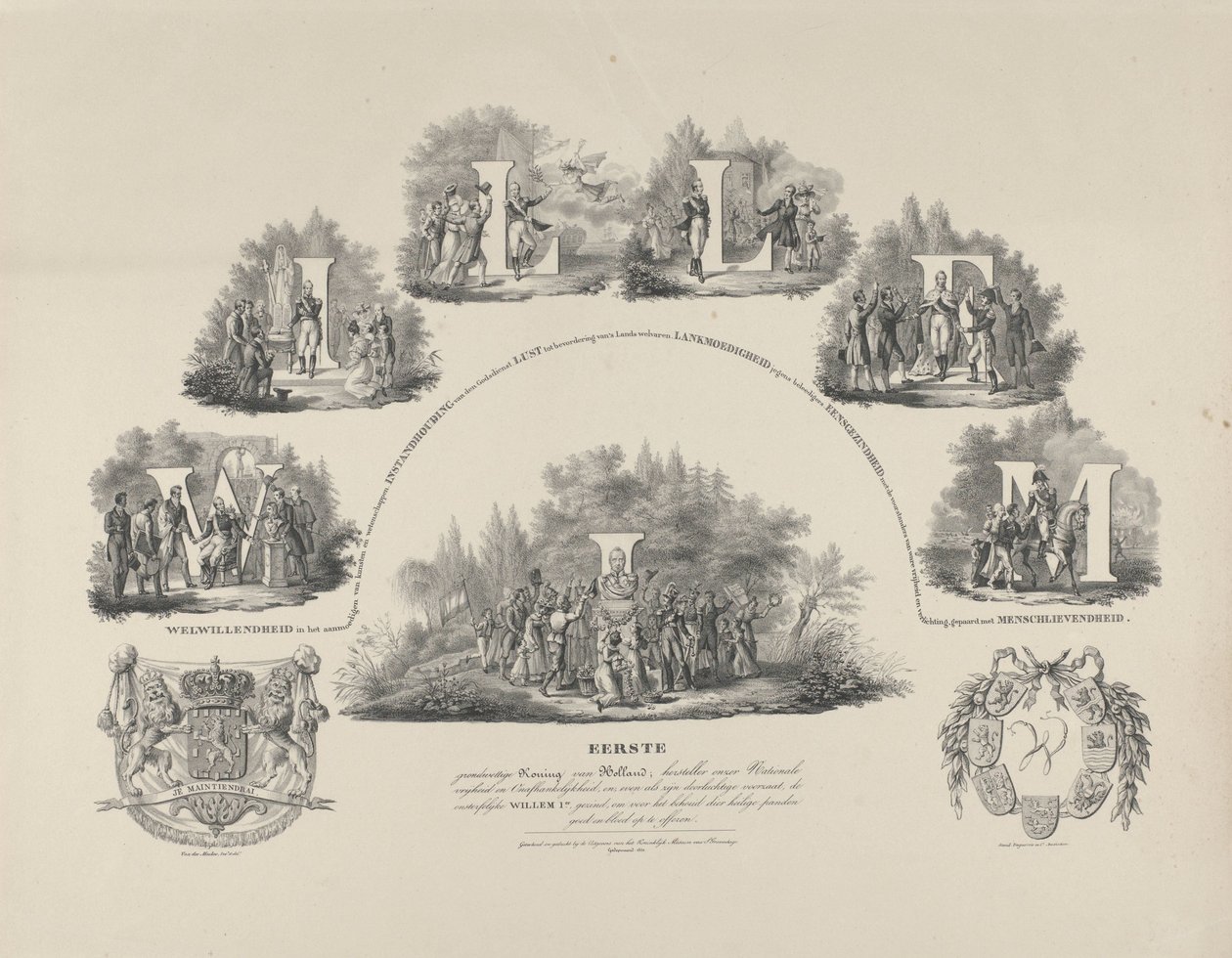 Allégorie sur les vertus du roi Guillaume Ier, 1831 - van der Meulen