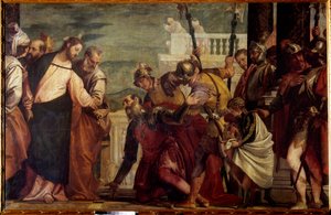 Jésus-Christ et le centurion. Le centurion de Capharnaüm supplie Jésus de guérir son serviteur paralysé.