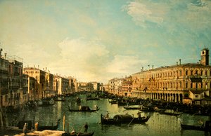 Le Grand Canal, Venise, vue vers le nord depuis près du pont du Rialto - Canaletto
