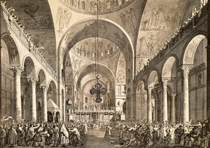 Fête vénitienne, le nouveau doge de Venise présenté au peuple dans la basilique Saint-Marc - (1697 1768) Canaletto