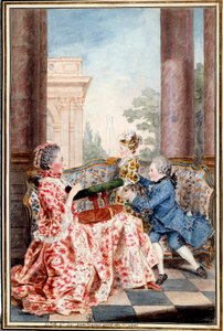 La belle Madame Caze, épouse du fermier général et ses enfants - Carmontelle