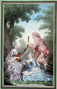 Madame de Meaux, Mademoiselle de Meaux et Monsieur de Saint Quentin répétant une opérette - Carmontelle