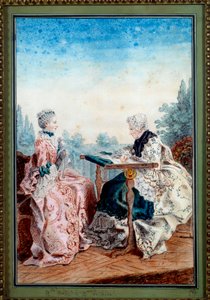 Mademoiselle Melin et Mademoiselle de Laleu faisant de la tapisserie - Carmontelle