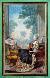 Monsieur et Madame Despourdons. Aquarelle de Louis Carrogis Carmontelle (1717-1806) 1766 Paris, Musée Carnavalet - Carmontelle