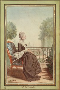 Mlle Jeanne Julie Éléonore de Lespinasse, gravure - Carmontelle