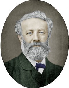 Jules Verne (1828-1905) romancier français, photographie par Nadar, image colorisée - (1820 1910) Nadar