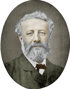 Jules Verne (1828-1905) romancier français, photographie par Nadar, image colorisée - (1820 1910) Nadar