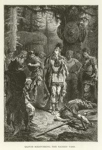 Clovis récupérant le Vase Sacré (gravure) - (after) American School