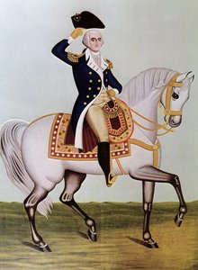 George Washington à cheval (lithographie en couleur) - (after) American School