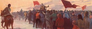 Foule de partisans du leader révolutionnaire russe Alexandre Kerensky