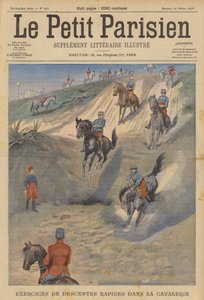 Cavalerie française pratiquant des descentes rapides à cheval - (after) Carrey