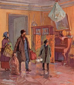 Famille ouvrière russe prenant possession d