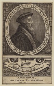 Jean Calvin, théologien et pasteur français de la Réforme protestante (gravure) - (after) Dutch School