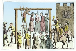 Une exécution de sorcières en Angleterre (gravure)