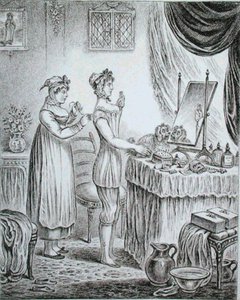 Progrès de la Toilette : les Corsets, gravé par James Gillray (1757-1815) publié par Hannah Humphrey en 1810 - (after) English School