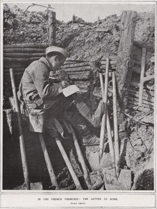 Dans les tranchées françaises, la lettre à la maison - (after) English photographer