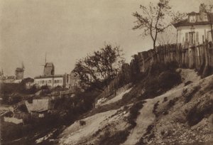 Les jardins de Montmartre avec le moulin le Blute-fin vers 1860