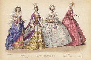 Mode en France : Louis XIV 1668 à 1694 ; Louis XV 1720 à 1760 ; Louis 1720 à - (after) French School