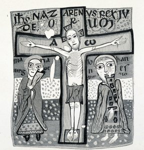 Art religieux, Christ en croix. 12ème siècle. - (after) French School