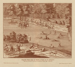 Chasse au cerf utilisant un piège à eau - (after) German School