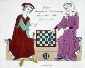Othon, marquis de Brandebourg, jouant aux échecs - Allemagne 13ème siècle - (after) German School