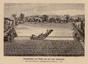 Labour à vapeur avec une machine à traction et une ancre - (after) German School