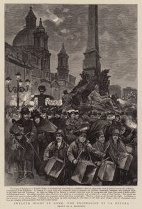 Douzième nuit à Rome, la procession de La Befana (gravure) - (after) Italian School