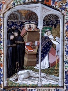 Scène de cérémonie funèbre et danse macabre. Miniature du Livre d
