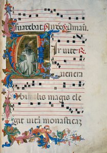 Initiale enluminée avec la figure de San Romualdo (Corale 8, c. 76), pour le livre de chœur 8 de Santa Maria degli Angeli - (c.1370 1425) Lorenzo Monaco
