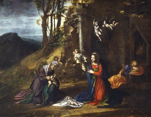 Nativité de Jésus avec Sainte Élisabeth et le jeune Saint Jean-Baptiste - (c.1489 1534) Correggio
