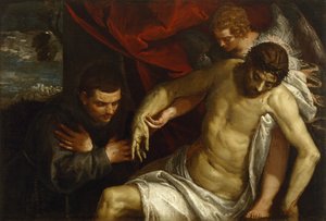 Le Christ mort soutenu par un ange et adoré par un franciscain - Paolo Veronese