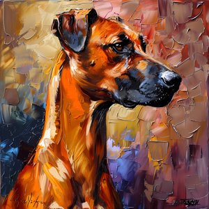 Peinture abstraite de chien Rhodesian Ridgeback - F. Abderrahim