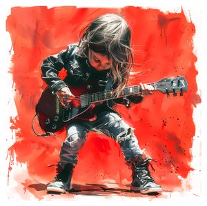 Un enfant jouant de la guitare électrique rock