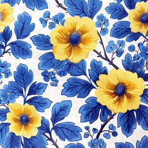 Motif floral bleu et jaune pour impressions d