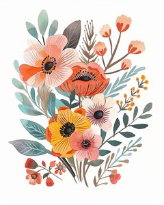 Pépinière florale bohème pour affiches botaniques et impressions sur toile