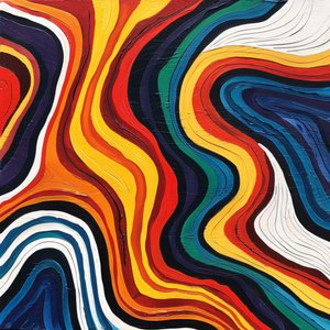 Décoration murale chaleureuse : courbes abstraites colorées flottantes pour décoration intérieure