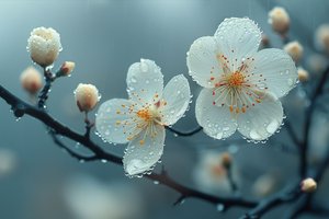 Fleurs blanches sous la rosée du matin - F. Abderrahim