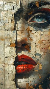 Visage de femme avec coup de pinceau acrylique