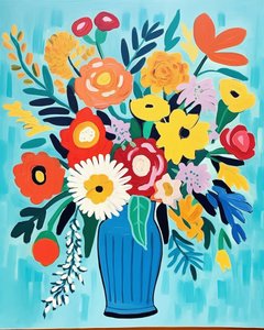 Fleurs dans un vase inspirées de Matisse - F. Abderrahim