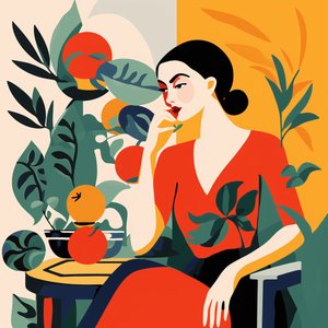 Peinture de filles dans une chaise dans le style de Matisse - F. Abderrahim