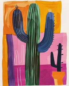 Peinture de cactus style Henri Matisse - F. Abderrahim