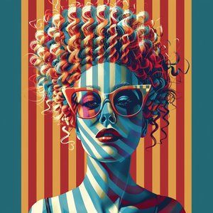 Visage de femme blonde avec de grandes boucles - F. Abderrahim