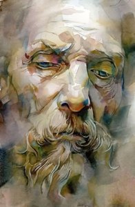 Vieil homme sage avec une barbe blanche
